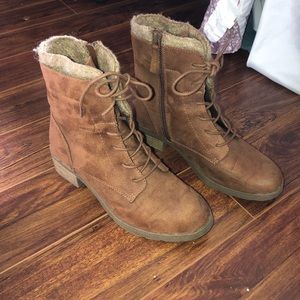 Brown “suede” combat boots